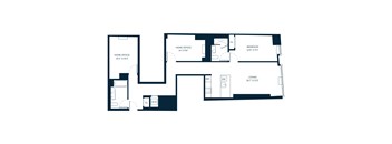 A floor plan of a home office and bedroom layout.