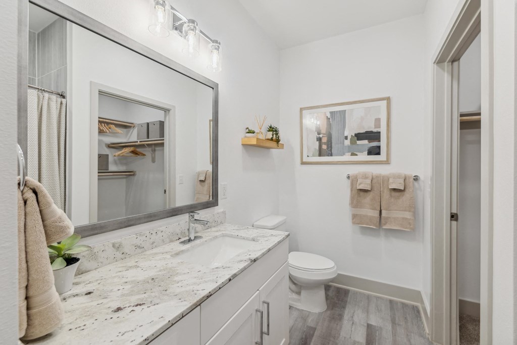 bathroom with granite countertops