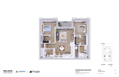 A floor plan of a property with a living room, kitchen, and bathroom.