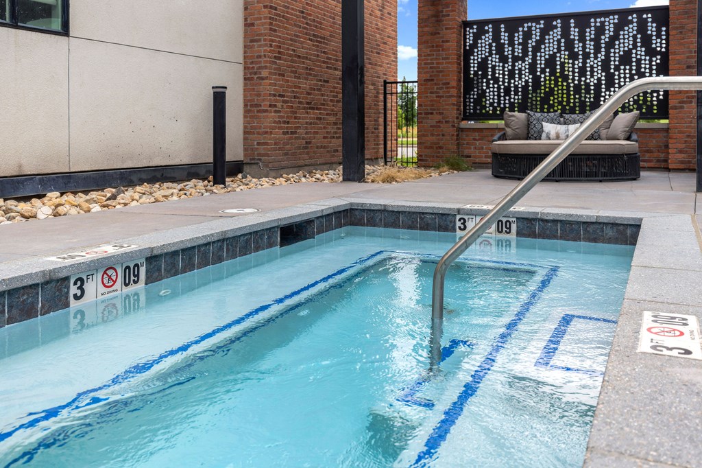 A small pool with blue lines and numbers on the side.