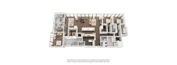 a 3d floor plan of a house with a bedroom and living room