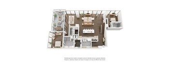a 2 bedroom floor plan with a bathroom and a living room
