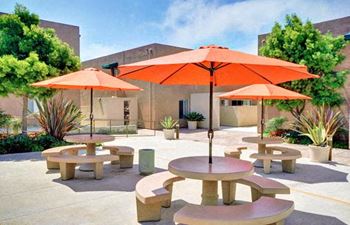 Picnic Area with Barbecues at Village Square, La Jolla, CA