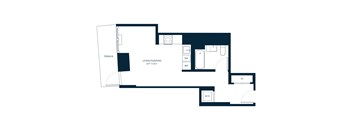 A floor plan of a living area with a terrace.