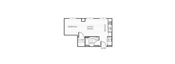 a floor plan of a small house with a bedroom and a living room