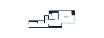 A floor plan of a living and sleeping area.