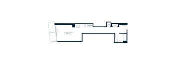 A floor plan of a house with a terrace and a living/sitting room.