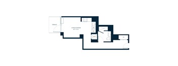 A floor plan of a living/sleeping area that is 157 x 114.