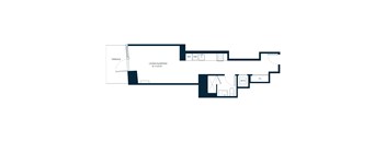 A floor plan of a living/sleeping area that is 15' x 10' in size.
