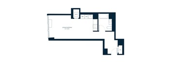 A floor plan of a living/sleeping area that is 21" x 11'6".