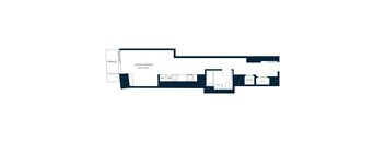 A floor plan of a living/sleeping area that is 15 feet by 13 feet.