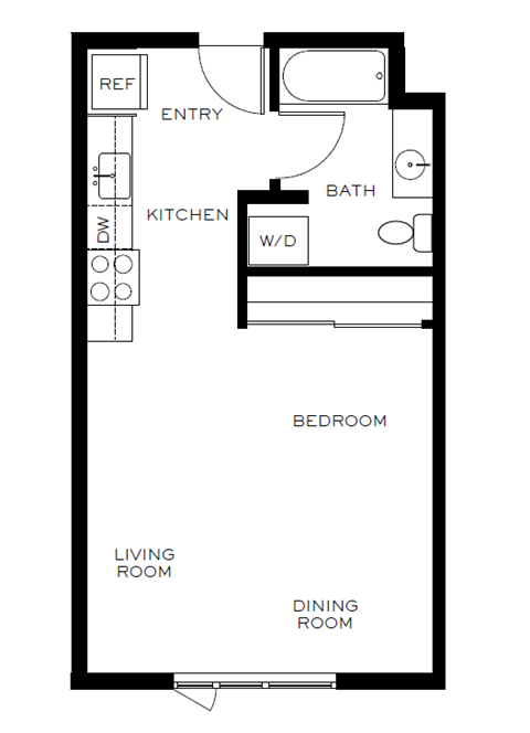 a floor plan of a small house with a bedroom and a living room