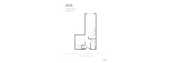 A04 is a one bedroom apartment with an open concept living and sleeping area.
