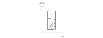 A floor plan for a 596 square foot apartment with one bedroom and one bath.