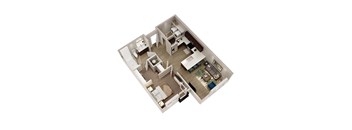 A1 - 3D floor plan - 665 SQFT