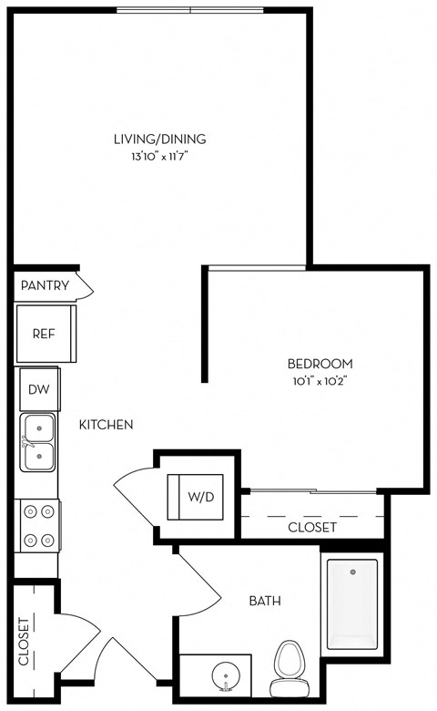 a floor plan of a small house with a kitchen and a living room