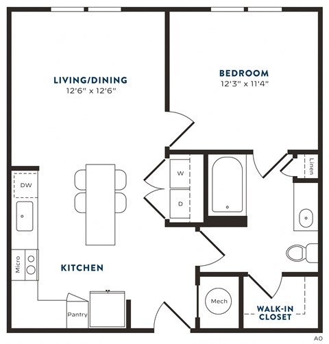 a blueprint of a floor plan with a bedroom and a kitchen
