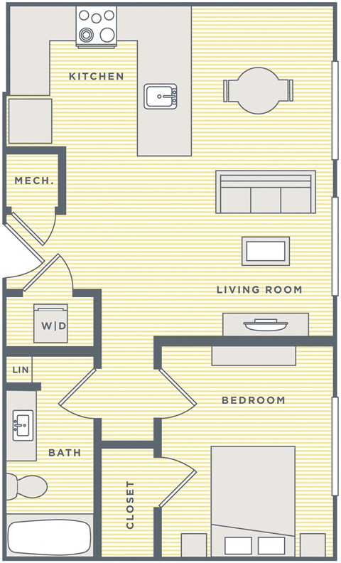 a floor plan of a house with a bedroom and a living room