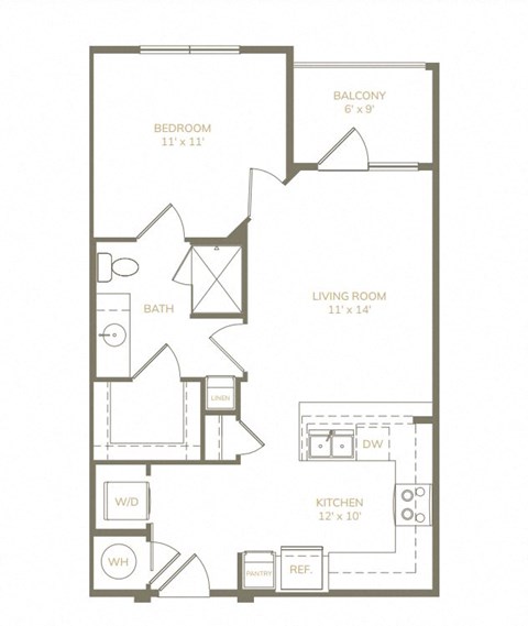 a floor plan of a 1 bedroom apartment