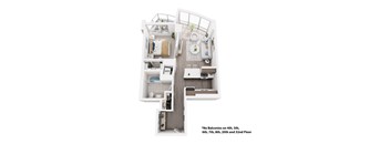A diagram of a boat layout with no balconies on certain floors.
