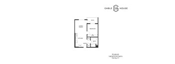 A floor plan for a 1 bedroom/1 bath apartment from Gable House.