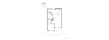 A10 floor plan for a 730 square feet apartment.