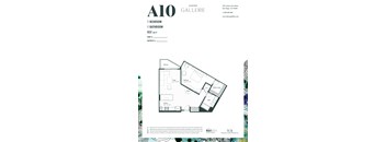 A floor plan for a one bedroom apartment at Alecgan Gallery.