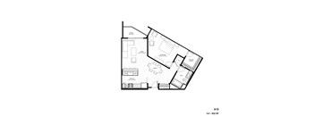 A black and white image of a floor plan for a single family home.