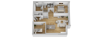 a floor plan of a house with a bedroom and a living room