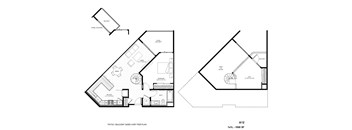 A black and white drawing of a house plan with a note that says "Patio / Balcony sizes vary per plan".