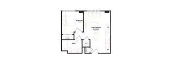 a floor plan of a 1 bedroom floor plan