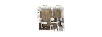 plan studio with 2 baths