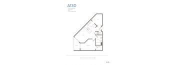 A drawing of a floor plan for a one bedroom apartment.
