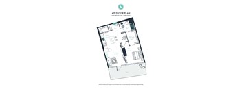 A floor plan of a one bedroom apartment with one bathroom.