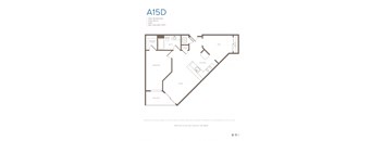 A floor plan of a one bedroom apartment.