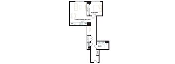 a floor plan of a 1 bedroom floor plan with a loft