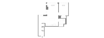 A floor plan of a house with a living room, two bedrooms, a study, a garage, and a workshop.
