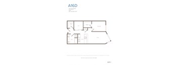 A drawing of a one bedroom apartment with a floor plan.