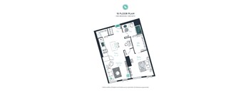 A 15 floor plan for a one bedroom apartment with one bathroom.
