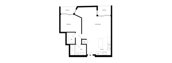 A black and white image of a floor plan for a house.