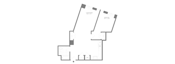 A floor plan of a building with multiple rooms and labeled areas.