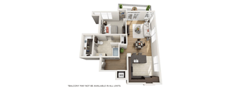 A floor plan of an apartment with a balcony option.