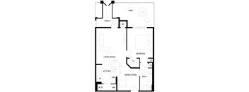 A black and white image of the A1P floor plan.
