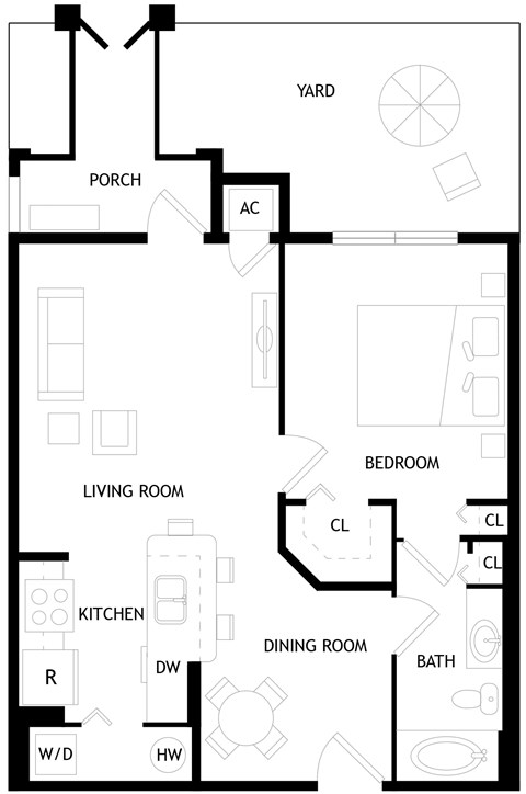 A black and white image of the A1P floor plan.