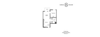 A floor plan for a one bedroom apartment with a bathroom.