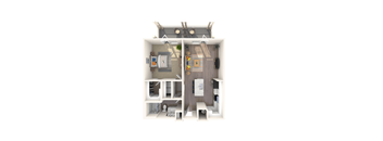 bedroom floor plan and closets in a studio apartment