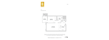 A floor plan for a one bedroom apartment.