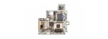 a 3d floor plan of a house with a bedroom and living room