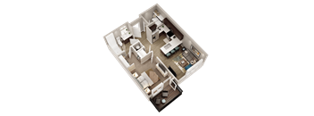 A2 - 3D floor plan - 665 SQFT