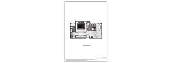 A floor plan of a one bedroom apartment with a living room, kitchen and bathroom.